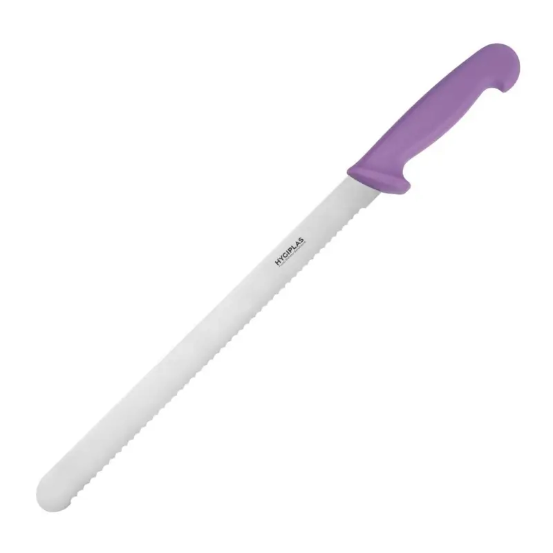Offre Spéciale Couteau à génoise dentelé Hygiplas violet 30,5cm